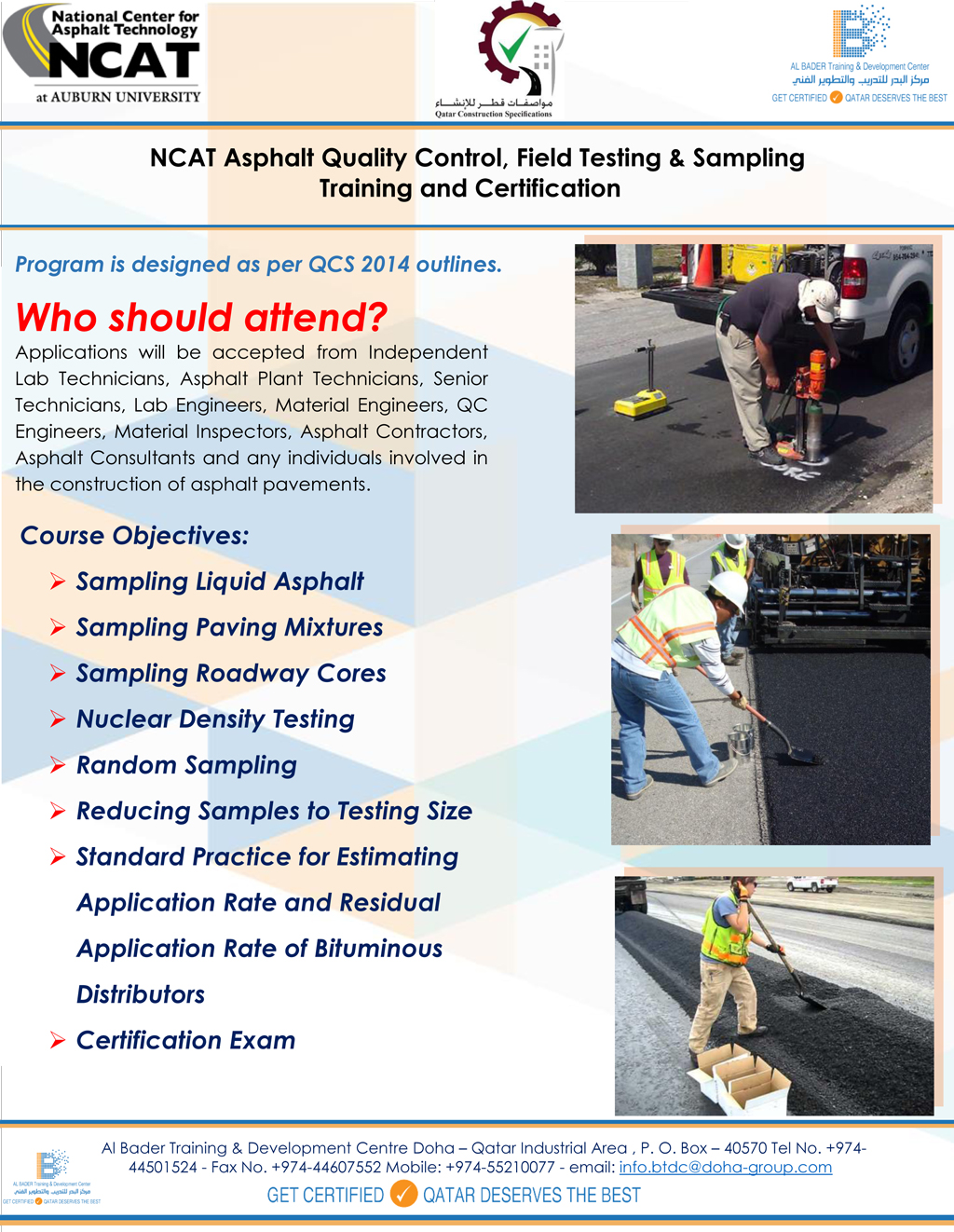 Asphalt Quality Control, Field Testing & Sampling BTDC